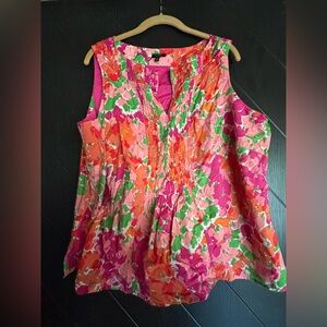 Talbots Colorful Floral Sleeveless Blouse